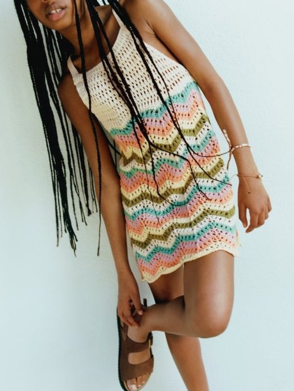 Zara Crochet Chevron Mini Dress